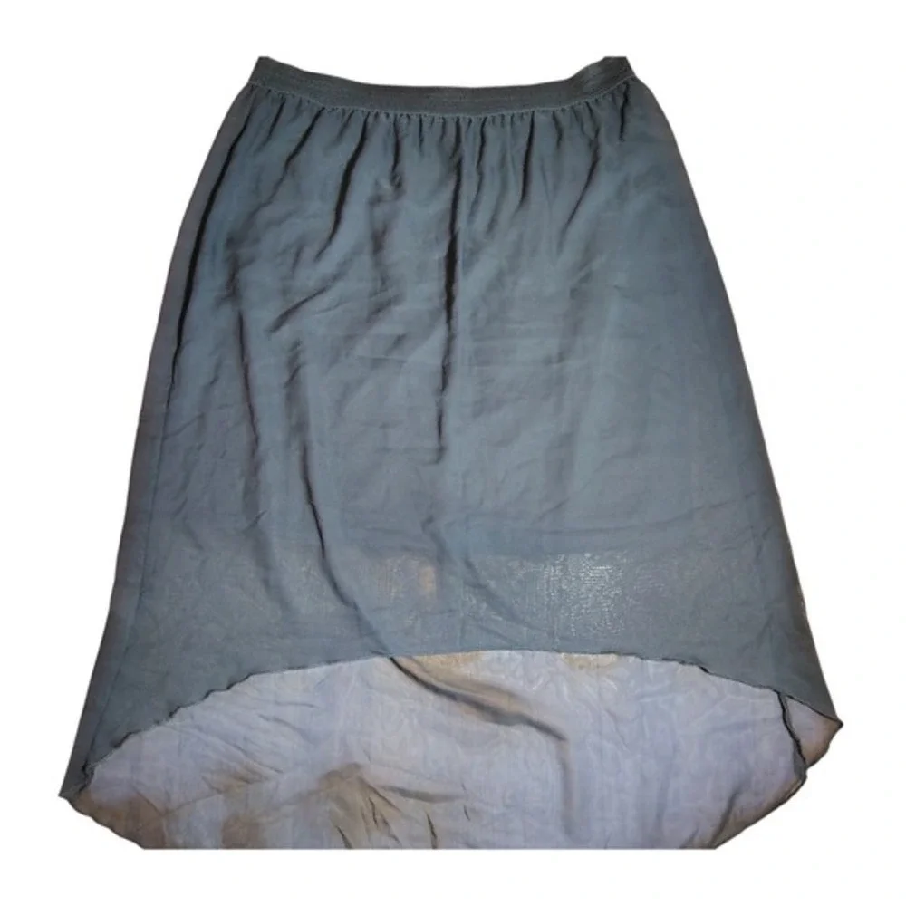 Women Black‎ Sheer High Low Hem Elastic Waist Skirt 2X flowy dark goth vamp